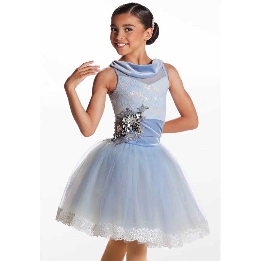 Weissman Raised Under Grey Skies Blue Gray Lyrical Dance Costume Floral SC